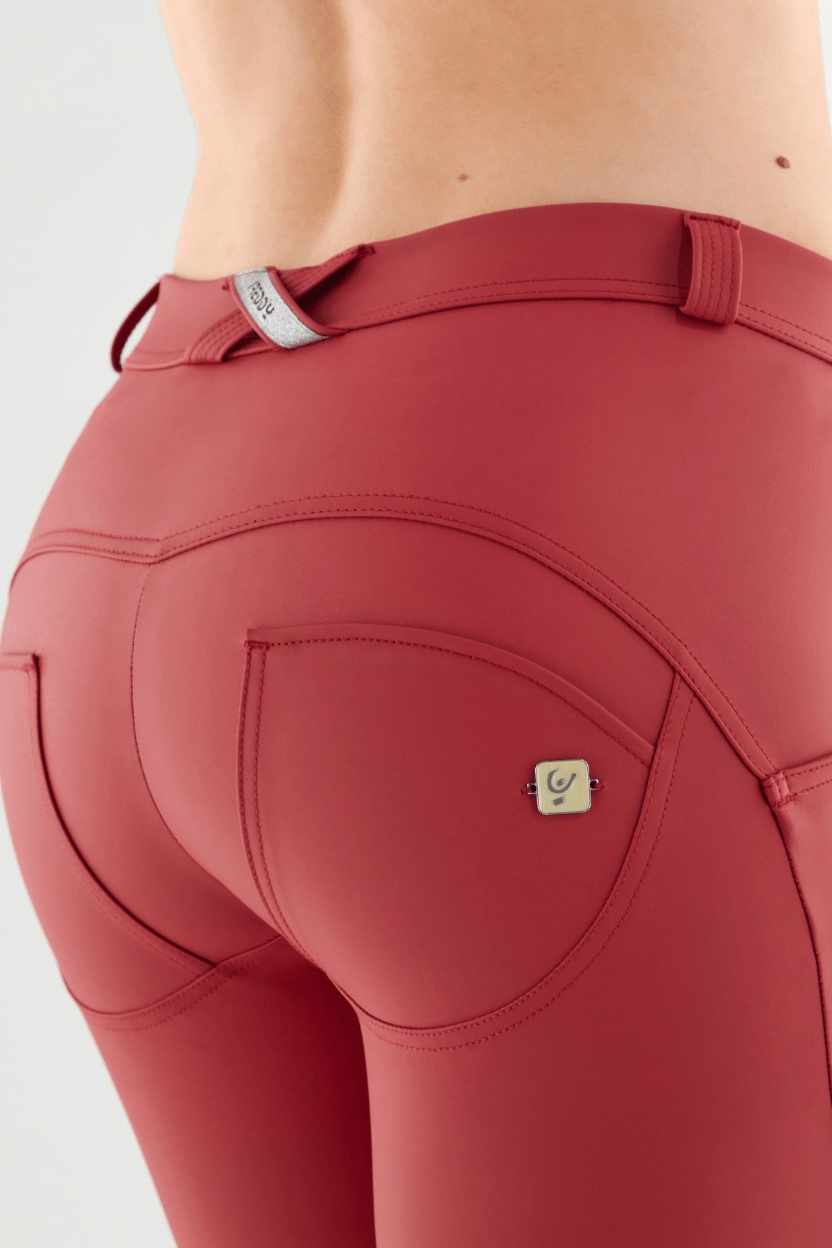 Red Faux Leather Trousers – Mid Rise, Ankle Length – view 2