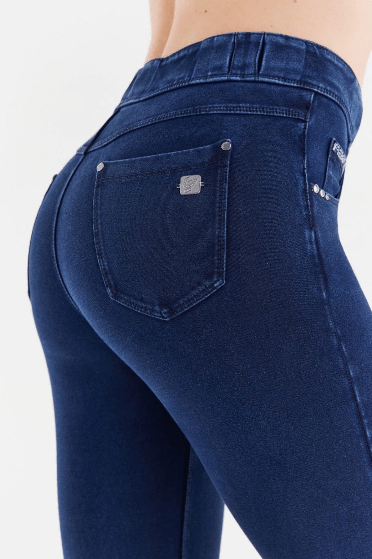 N.O.W Dark Denim Skinny Shaping Jeans – Mid Rise, Ankle Length, Blue Stitch