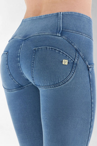 light denim blue stitch 2 button high rise