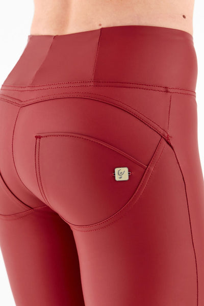 Red Faux Leather High Waist Full Length Organic
