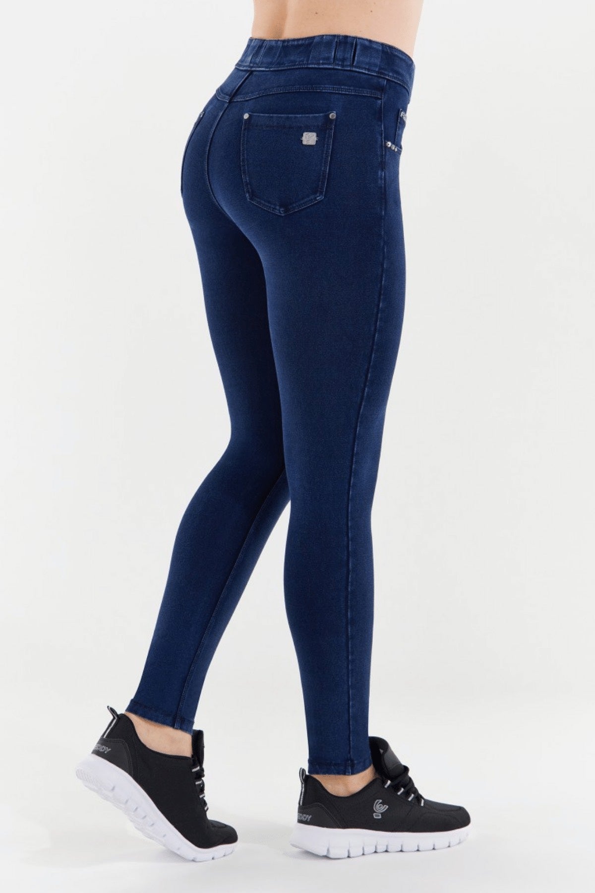 N.O.W Dark Denim Skinny Shaping Jeans – Mid Rise, Ankle Length, Blue Stitch