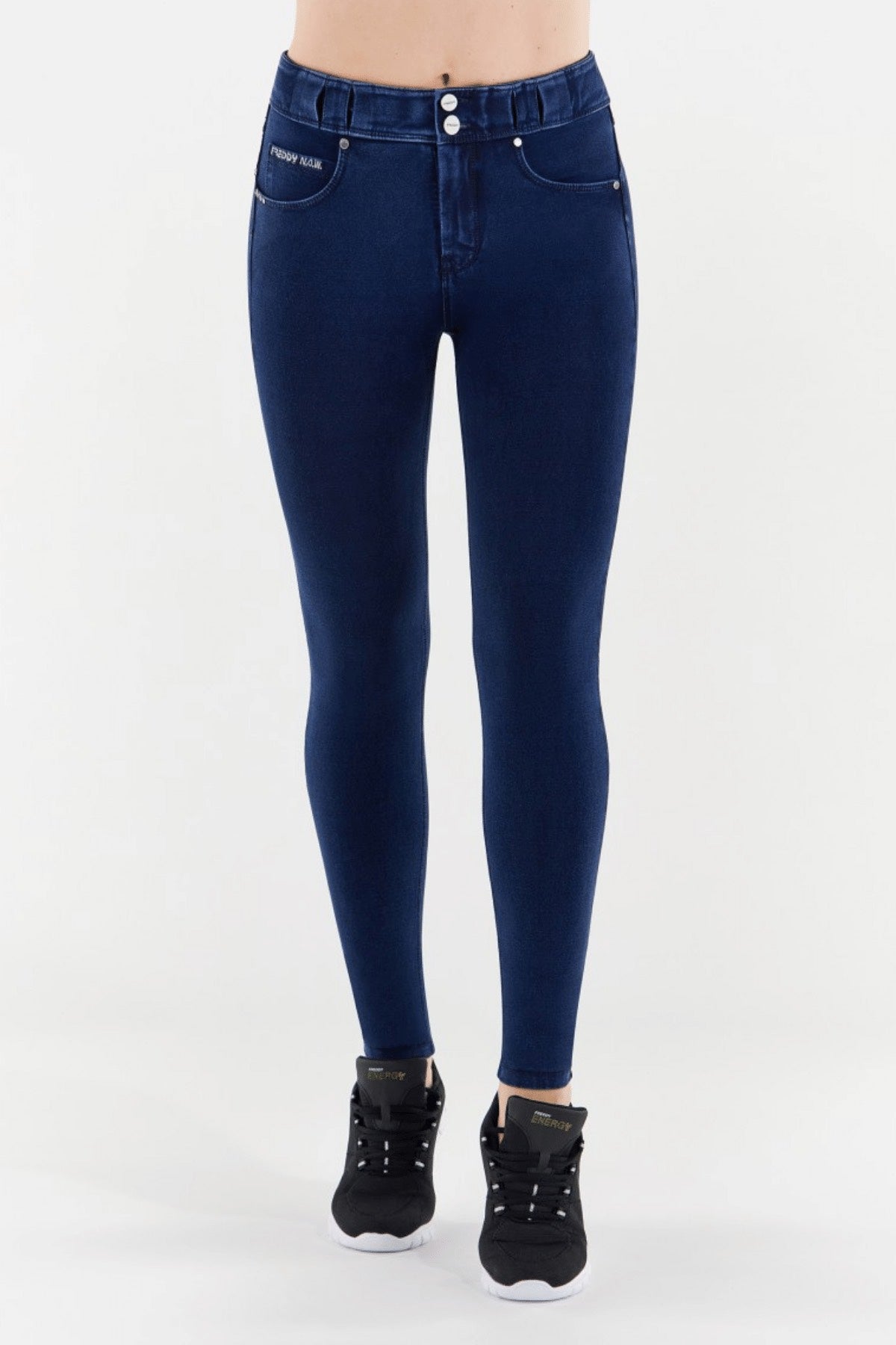 N.O.W Dark Denim Skinny Shaping Jeans – Mid Rise, Ankle Length, Blue Stitch