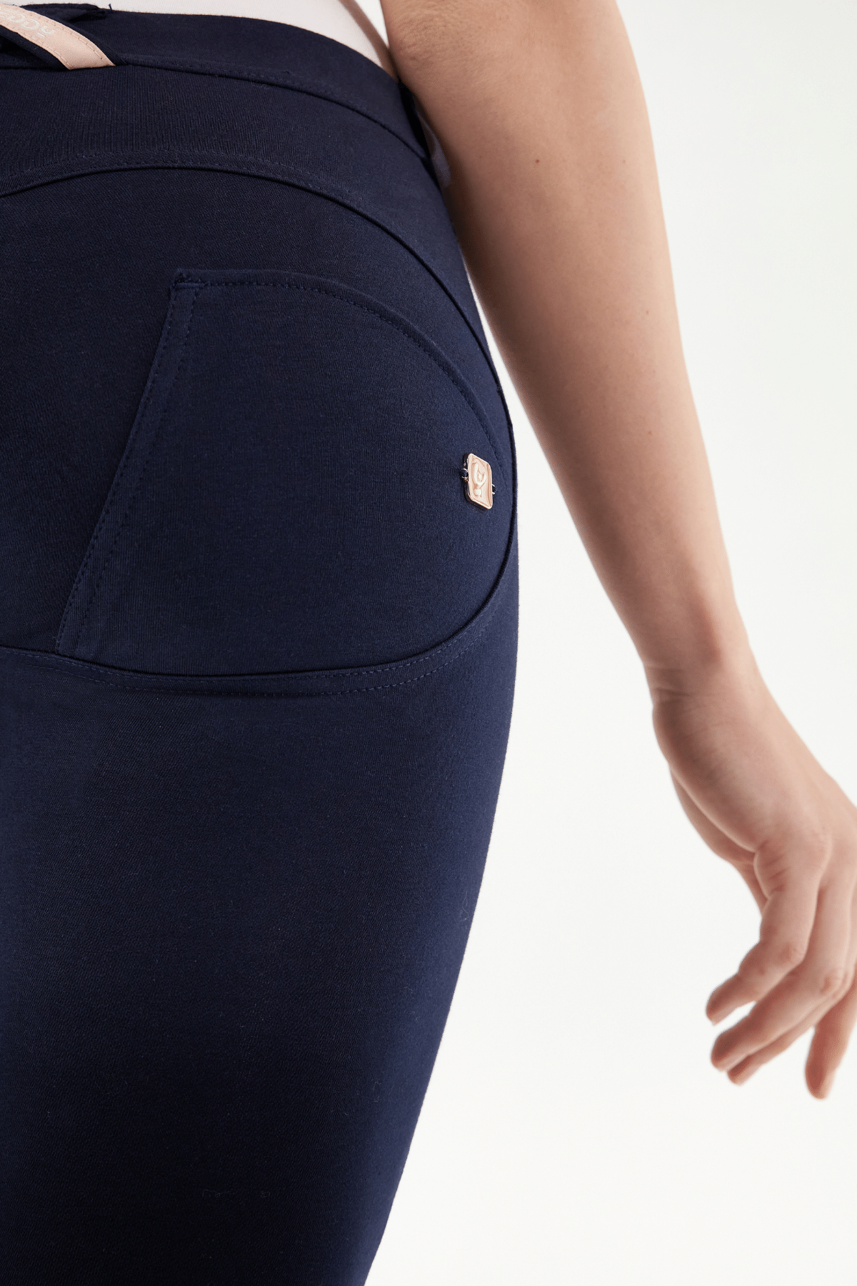 Navy Skinny Shaping Trousers – Mid Rise, Full Length – view 4