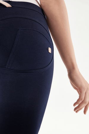 Navy Skinny Shaping Trousers – Mid Rise, Full Length – view 4