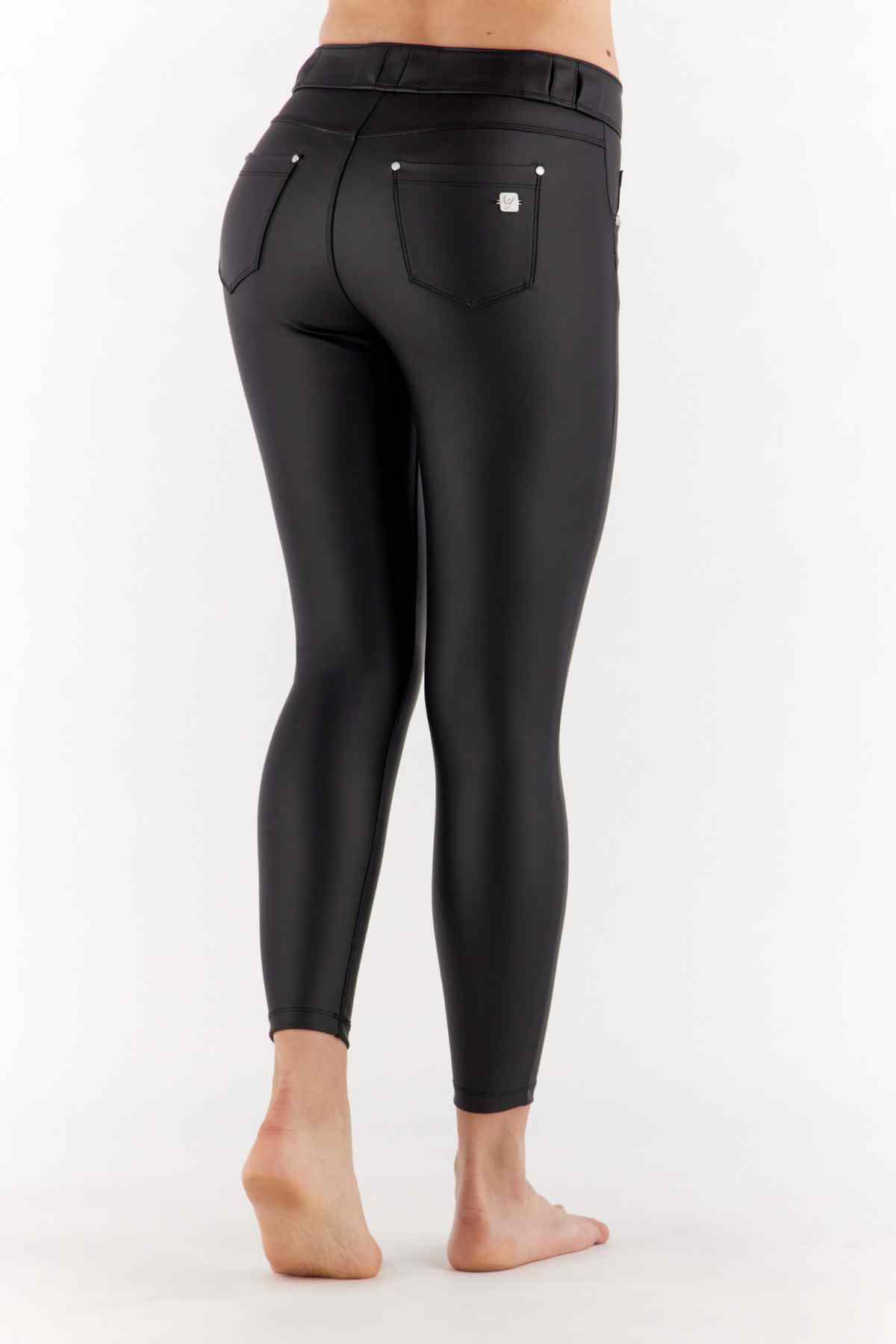 Faux Leather Regular Waist Ankle Length