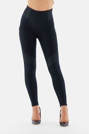 Black Biker Side Zip Skinny Trousers – High Waist, Ankle Length – view 2