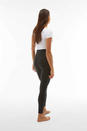 Black Leopard Print Metallic Trousers – Extra High Waist, Full Length – view 3