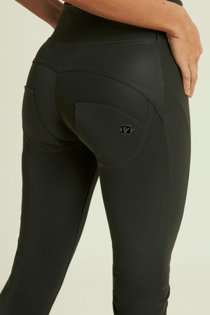 Olive Velvet Mini Flare Trousers – High Waist – view 6