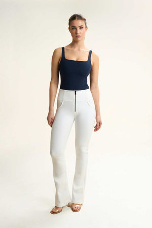 Freddy WR.UP® white faux leather high rise mini flare trousers – view 2