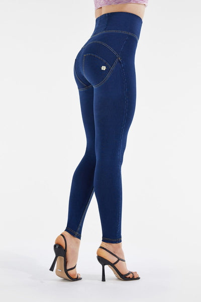 Dark Denim Super High-Waist Full Length with Yellow Stitch