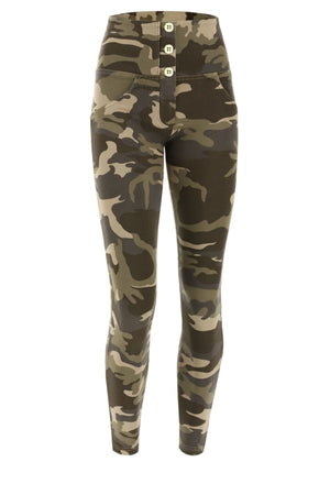 Camo Print Skinny Shaping Trousers – High Waist, Ankle Length – view 2