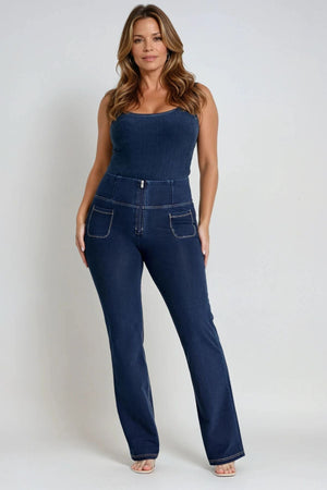 Dark Denim Flare Jeans – High Waist – view 2
