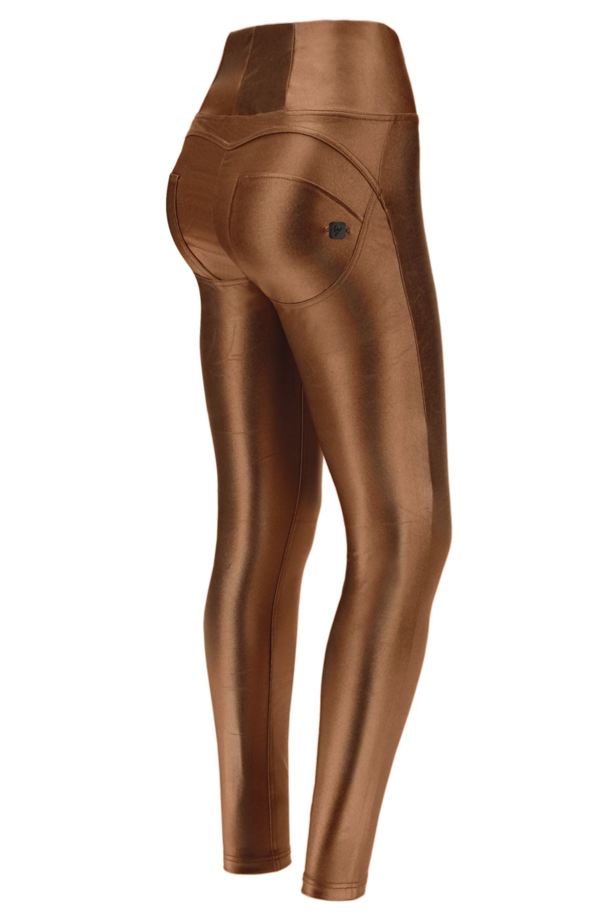 Bronze Metallic Faux Leather Leggings – High Waist, Full Length – view 2