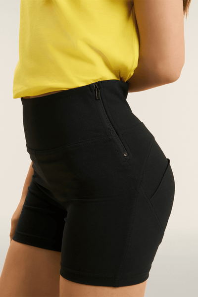 Black Cotton High Waist Sculpting Shorts