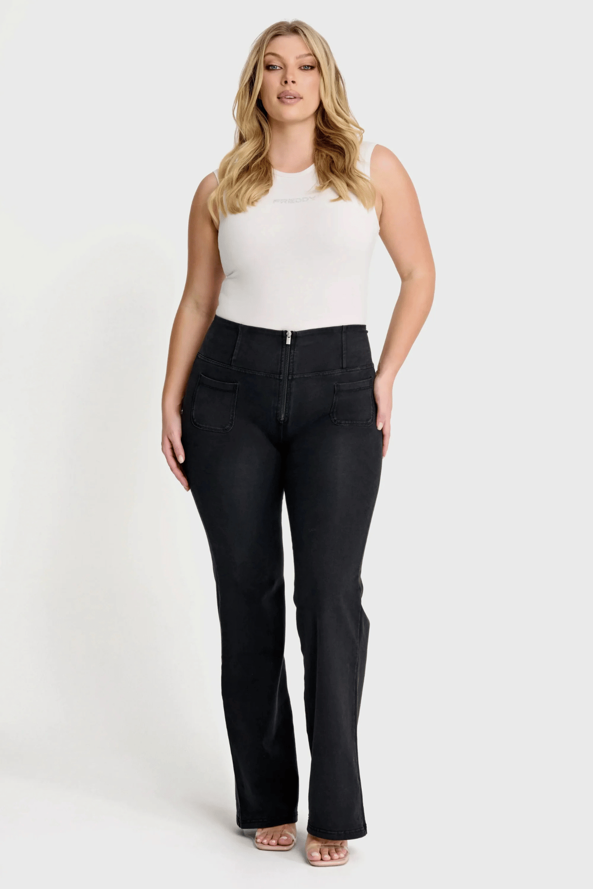 Black Denim Flare Jeans – High Waist – view 2