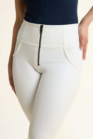 Freddy WR.UP® white faux leather high rise mini flare trousers – view 8