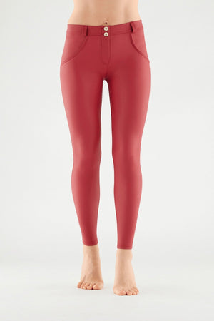 Red Faux Leather Trousers – Mid Rise, Ankle Length – view 3