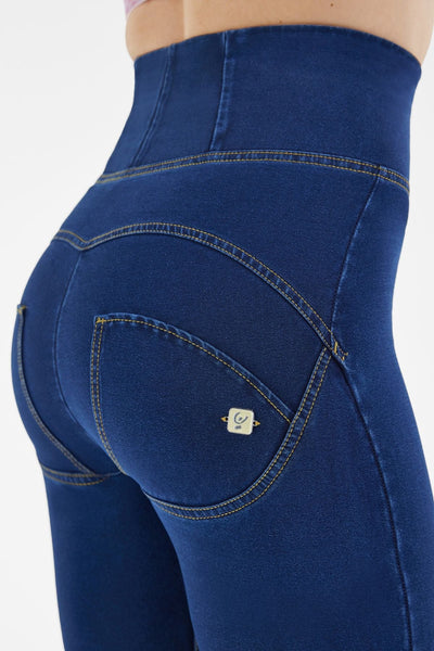Dark Denim Super High-Waist Full Length with Yellow Stitch
