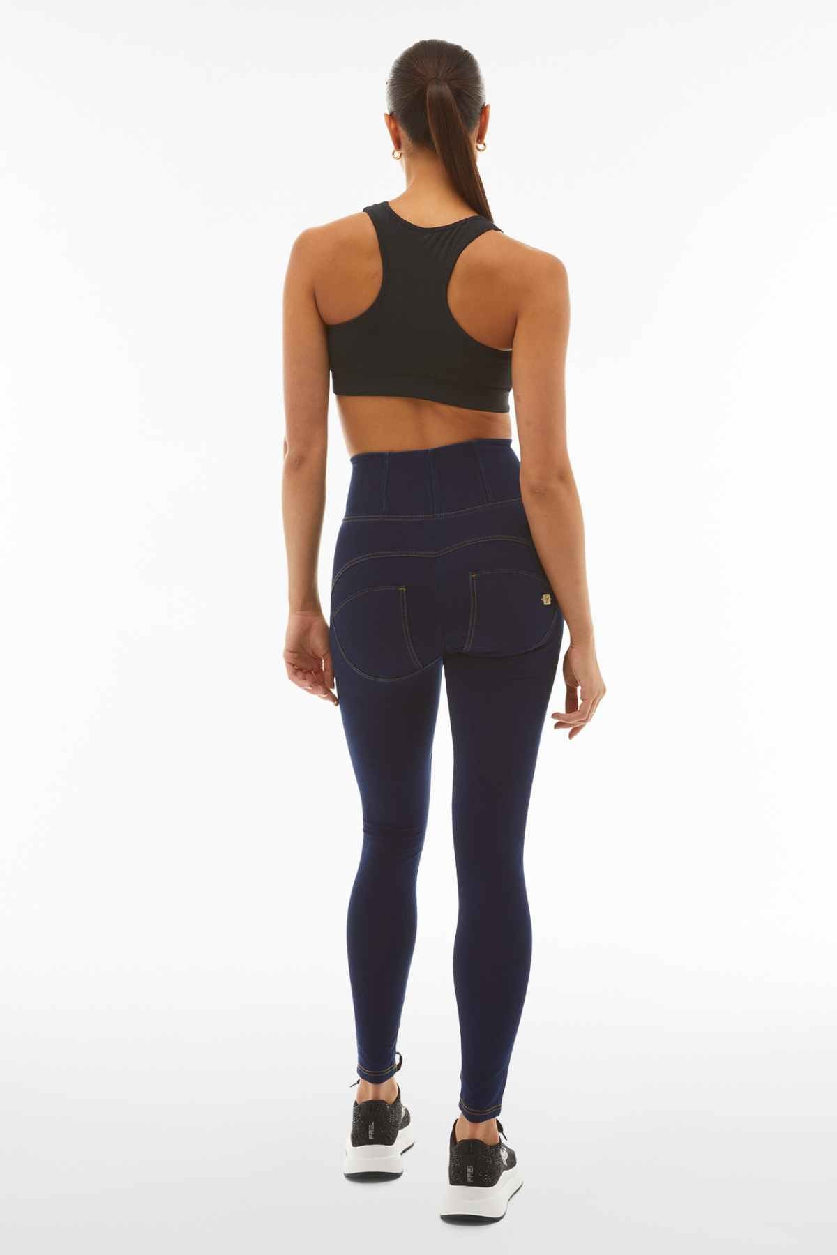 Indigo Skinny Shaping Jeans – Extra High Waist, Full Length, Yellow Stitch – view 5