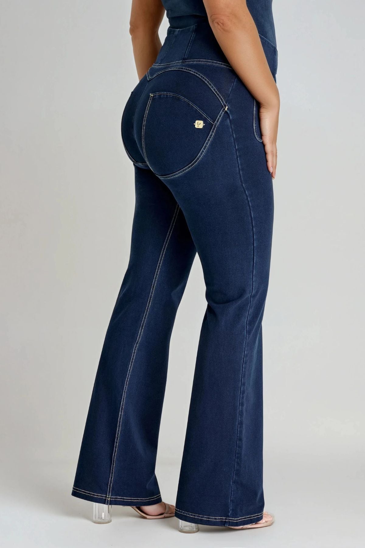 Dark Denim Flare Jeans – High Waist – view 4