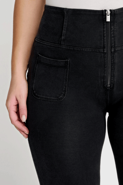 Black Denim Flares with Pockets High Waist