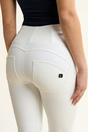 Freddy WR.UP® white faux leather high rise mini flare trousers – view 3