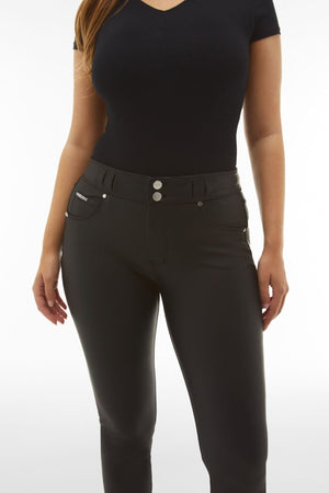 N.O.W Black 5 Pocket Faux Leather Trousers – Mid Rise, Full Length – view 4