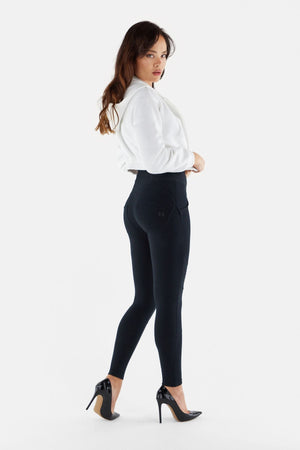 Black Biker Side Zip Skinny Trousers – High Waist, Ankle Length – view 5