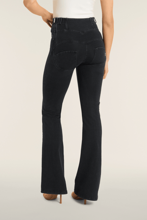 Black Denim Lace-Up Flare Jeans – High Waist – view 4