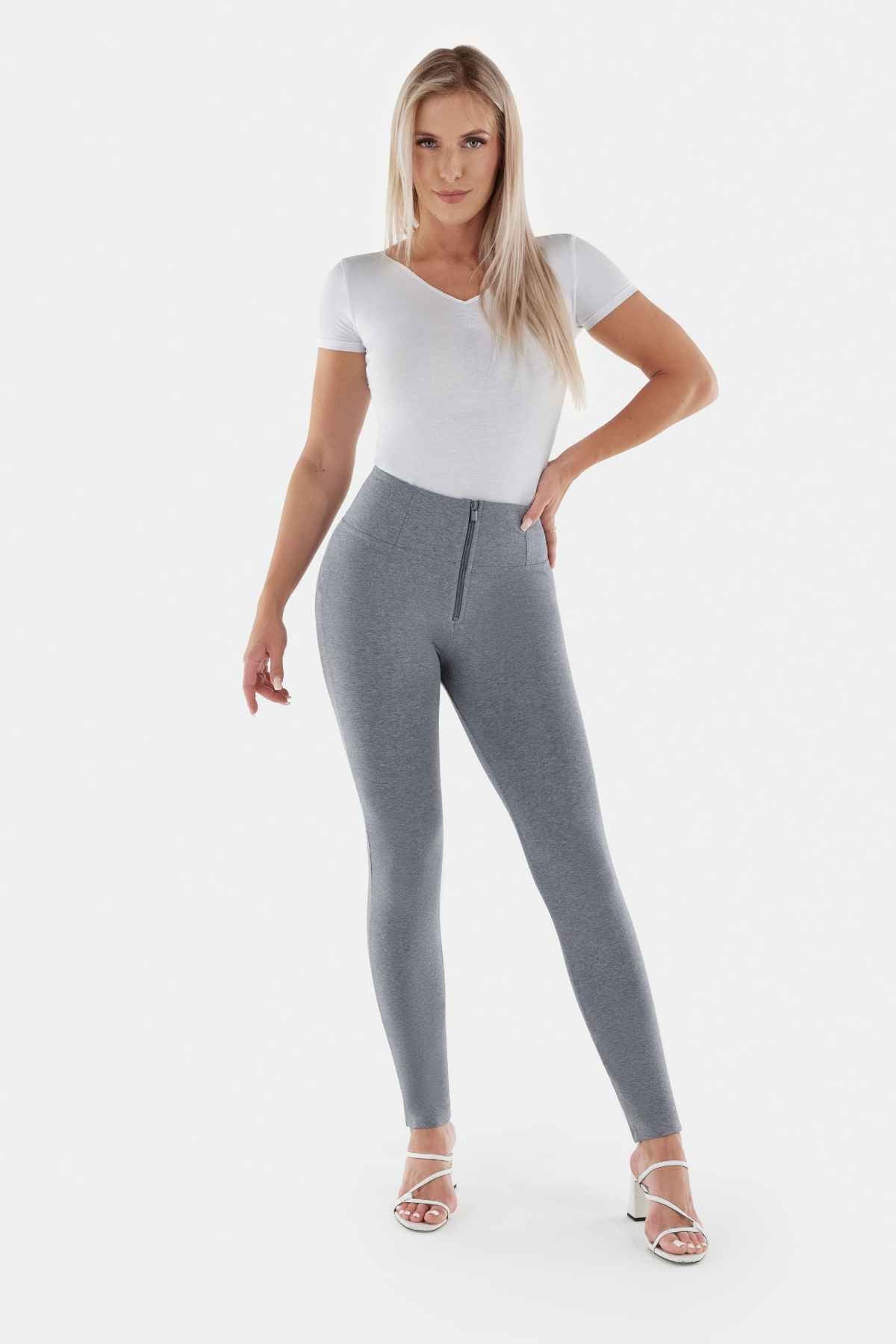 Grey Marl Skinny Shaping Trousers – High Waist, Full Length – view 4