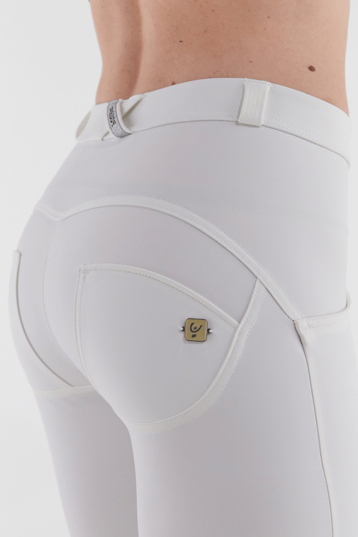 White Faux Leather Leggings – Mid Rise, Ankle Length – view 2