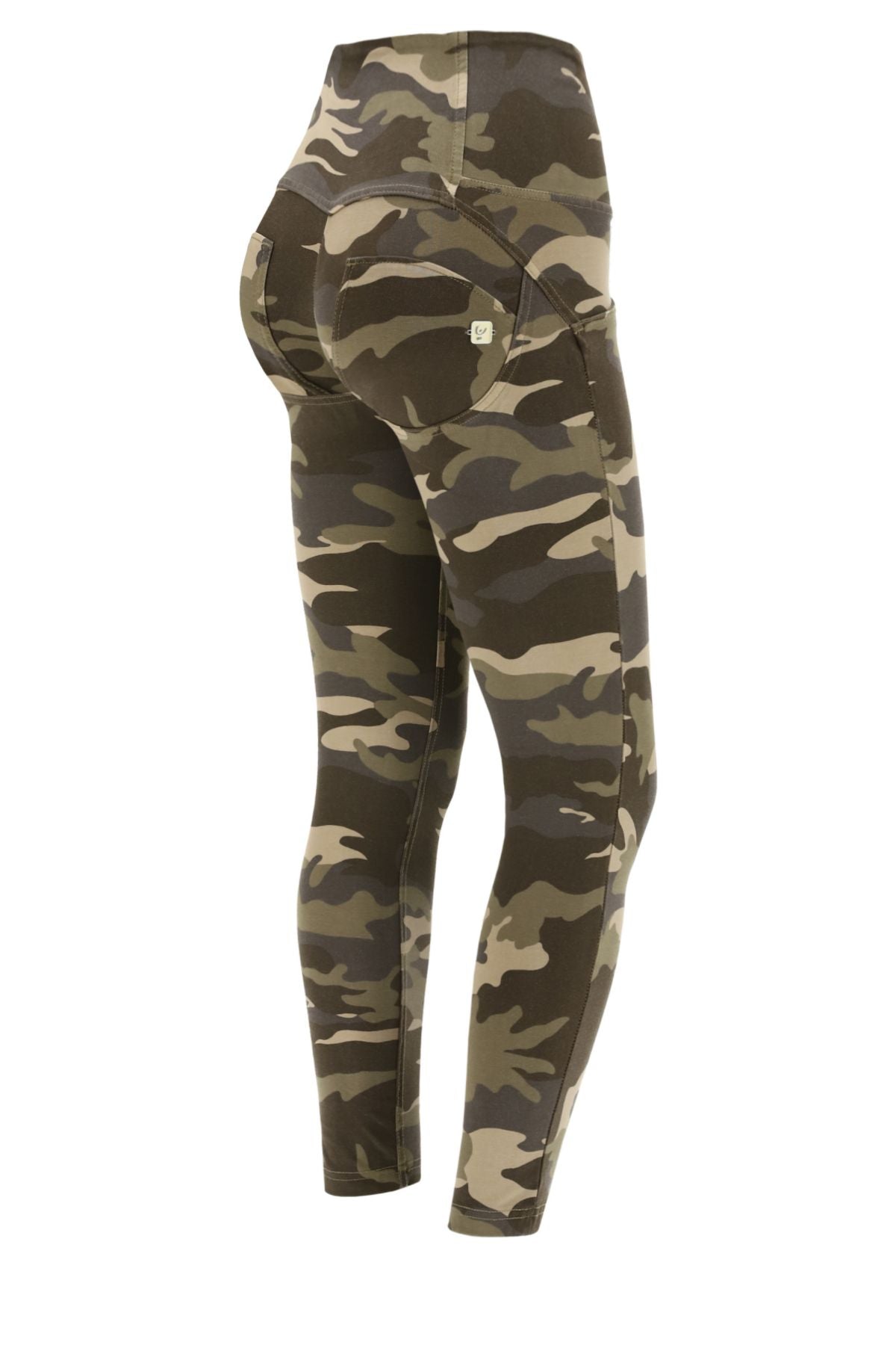 Camo Print Skinny Shaping Trousers – High Waist, Ankle Length – view 3