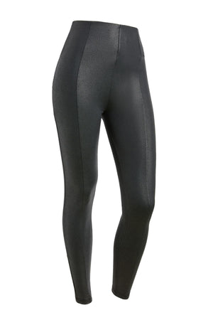 Black Snake Effect Faux Leather Trousers – Extra High Waist, Full Length – view 3