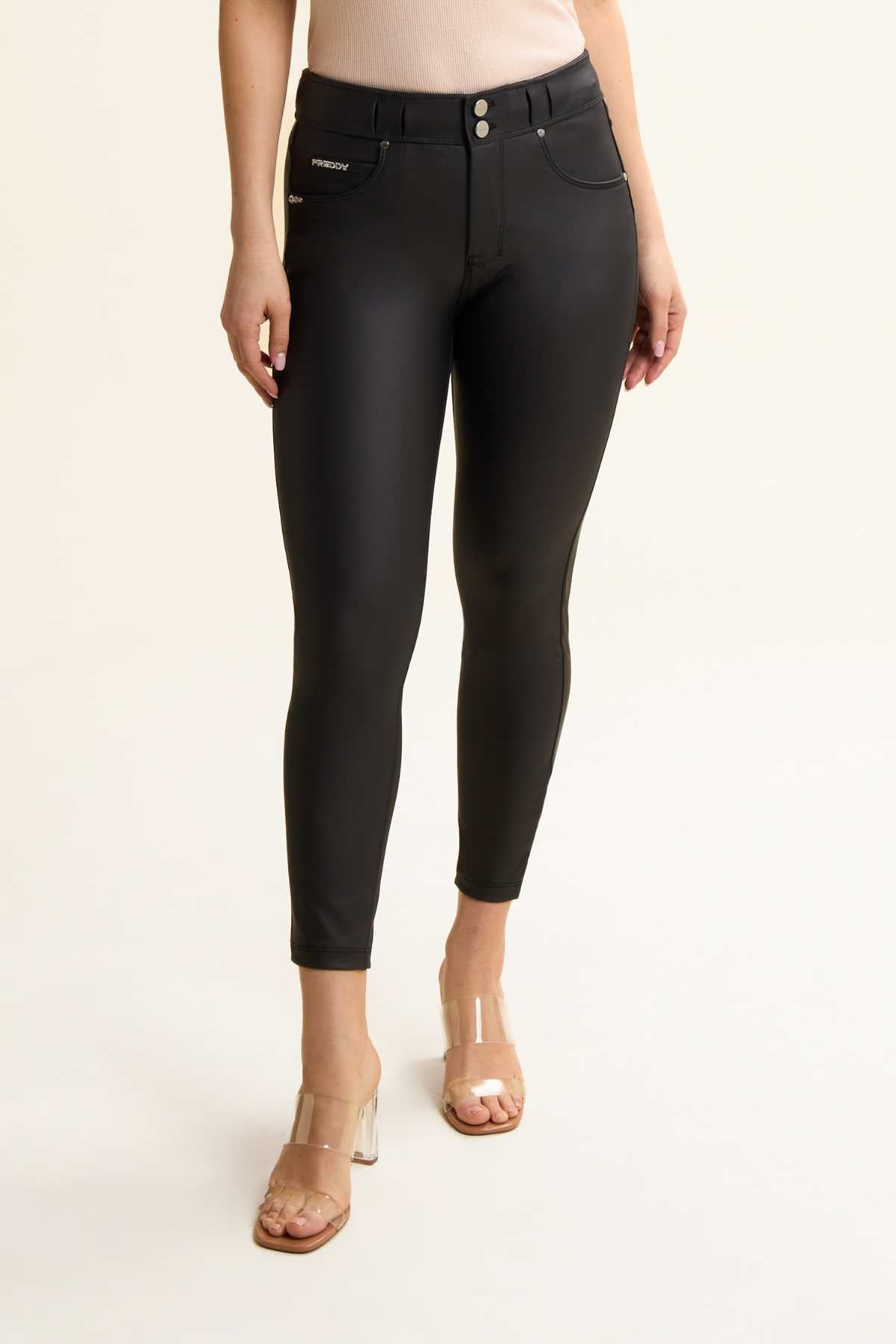 N.O.W Black Faux Leather Trousers – Mid Rise, Ankle Length – view 5