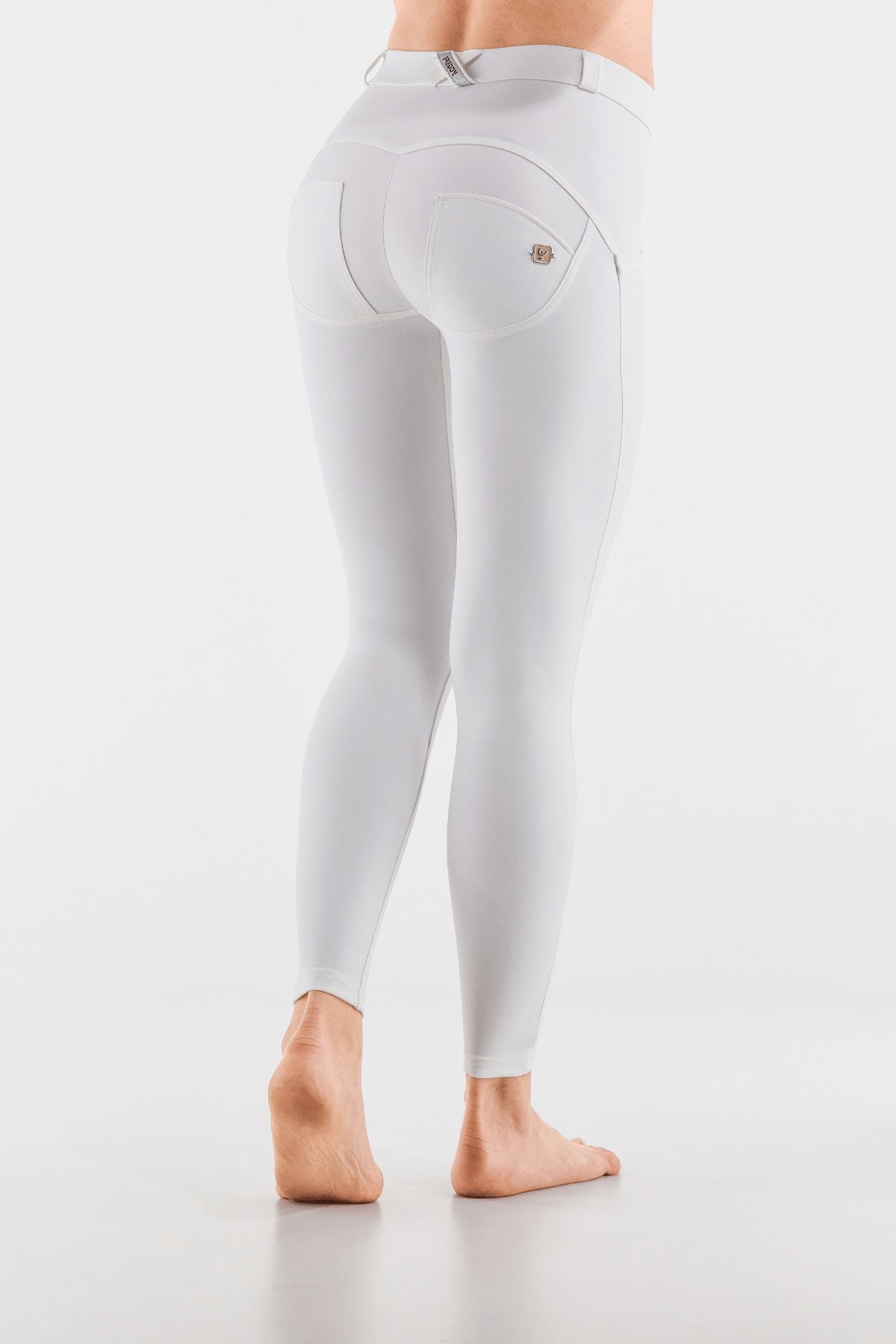 White Faux Leather Leggings – Mid Rise, Ankle Length – view 3