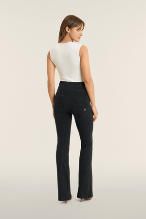 Black Denim Lace-Up Flare Jeans – High Waist – view 6