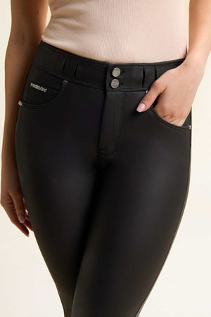 N.O.W Black Faux Leather Trousers – Mid Rise, Ankle Length – view 6
