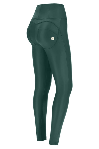 Bottle Green Faux Leather High Rise
