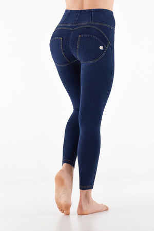 Dark Denim Skinny Shaping Jeans – High Waist, Full Length, Yellow Stitch – view 6