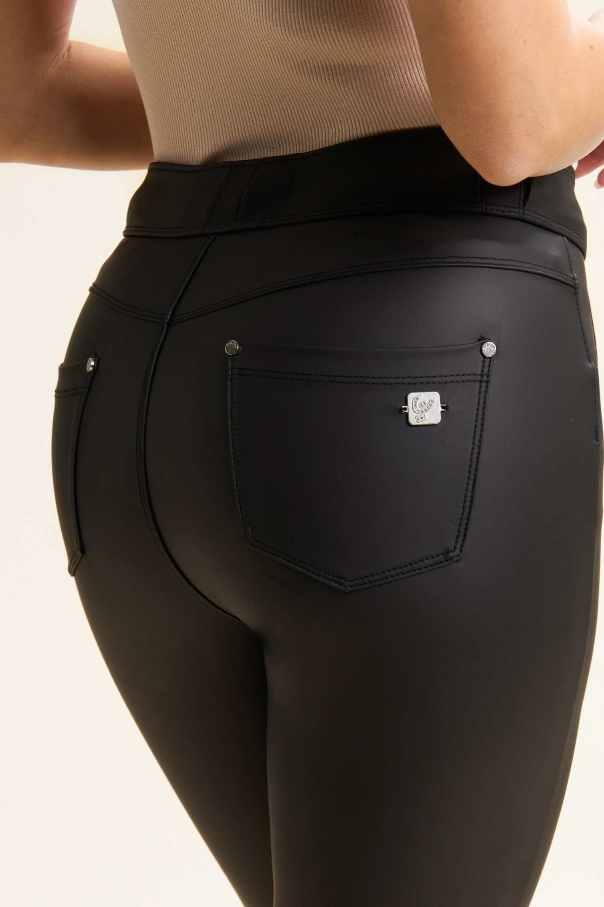 N.O.W Black Faux Leather Trousers – Mid Rise, Ankle Length – view 7