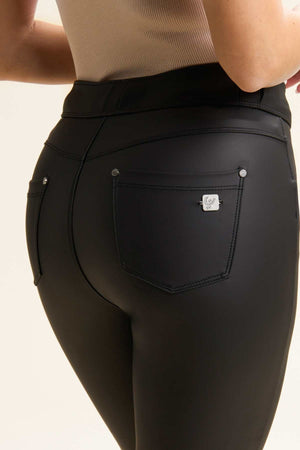 N.O.W Black Faux Leather Trousers – Mid Rise, Ankle Length – view 7