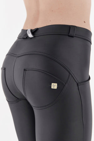 Black Faux Leather Leggings – Mid Rise, Full Length – Last Size Clearance – view 3