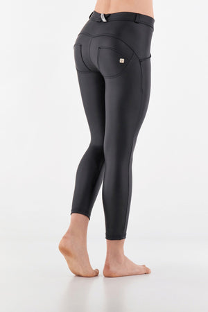 Black Faux Leather Leggings – Mid Rise, Full Length – Last Size Clearance – view 2