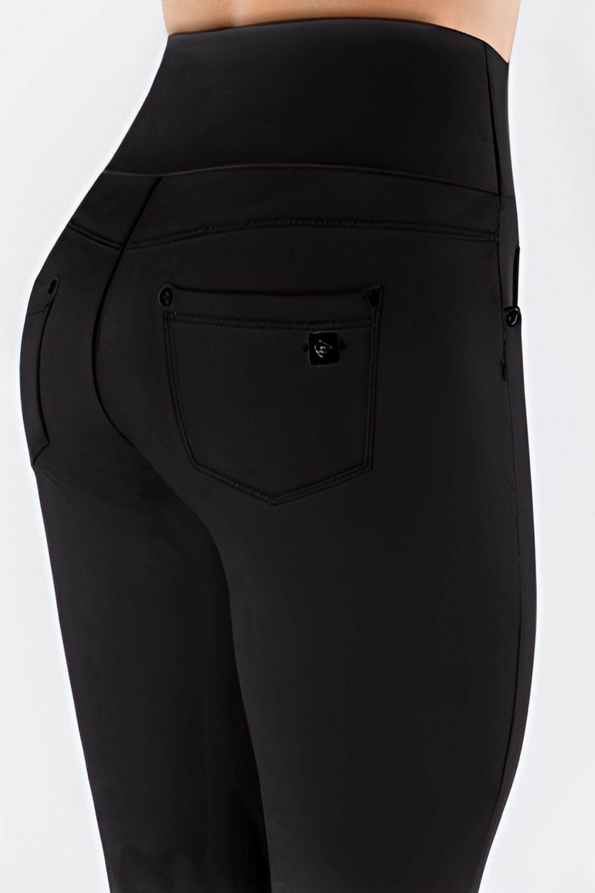 N.O.W Crossover Waist Faux Leather Trousers – Extra High Waist, Full Length – view 5