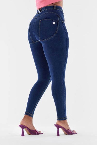 Dark Denim Yellow Stitch Hourglass Mid Rise Full Length