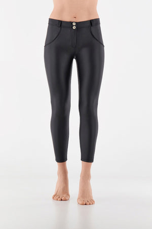 Black Faux Leather Leggings – Mid Rise, Full Length – Last Size Clearance – view 4