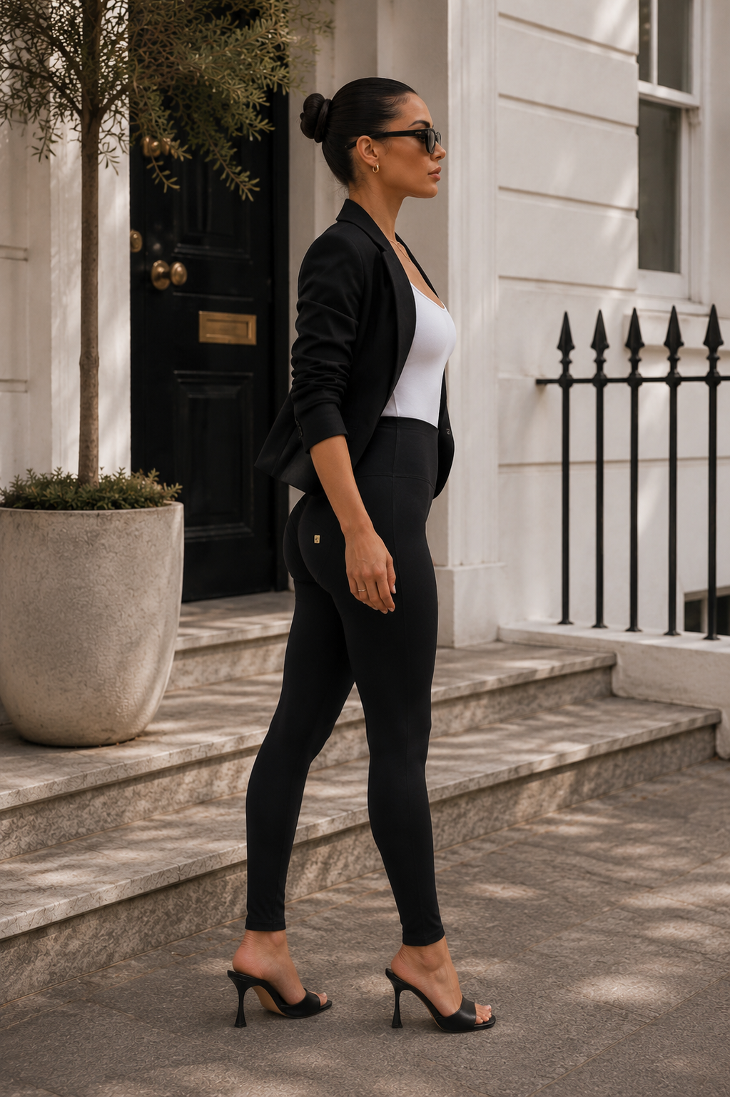 Black Skinny Shaping Trousers – High Waist, Full Length – view 2