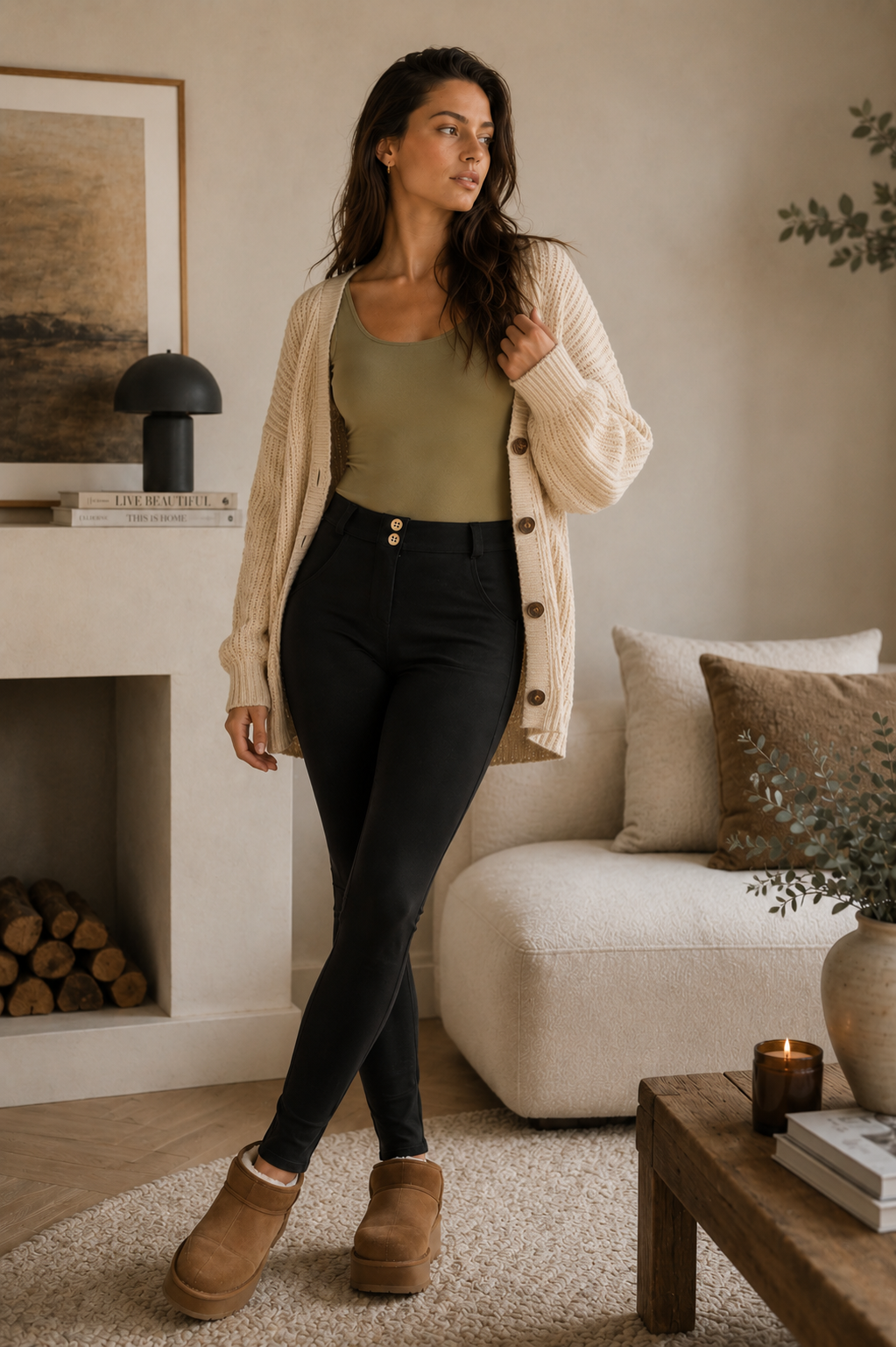 Fleece Lined Sculpting Trousers – Mid Rise, Full Length