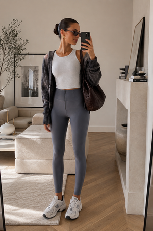 Grey Skinny Shaping Trousers – High Waist, Ankle Length – view 2