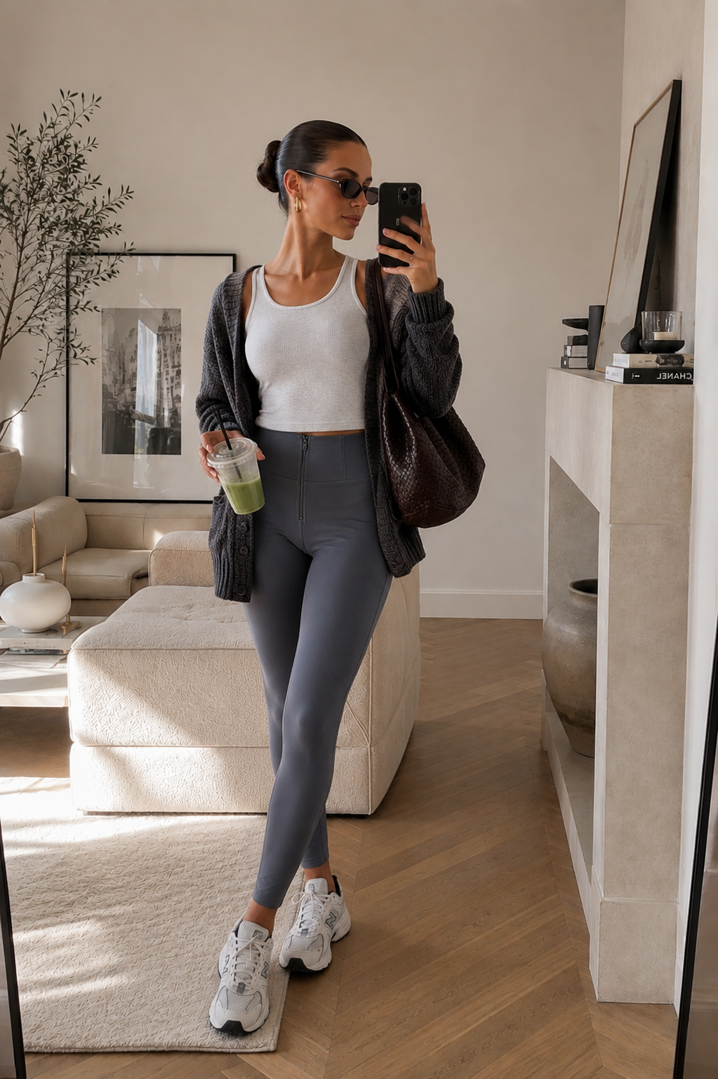 Grey Skinny Shaping Trousers – High Waist, Ankle Length